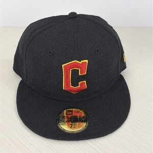 New Era 59Fifty Cleveland Guardians Hemp Black/Red/Yellow Colorpack Hat Cap NEW